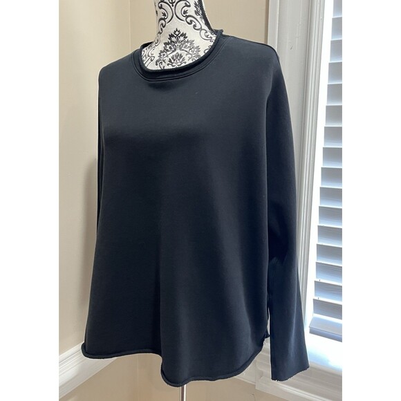 Frank & Eileen Anna Long Sleeve Capelet Top Triple Fleece M Black Minimalist - Picture 5 of 16